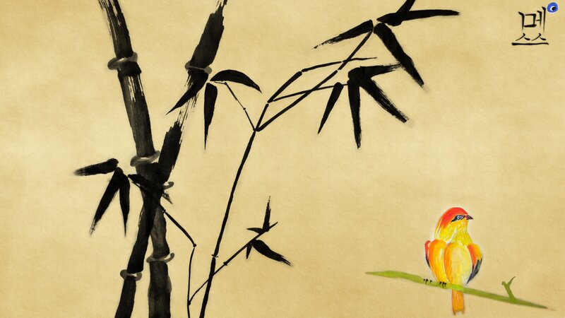 Bamboo and bird painting