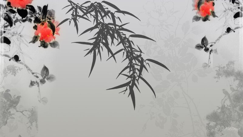 Bamboo and Flowers