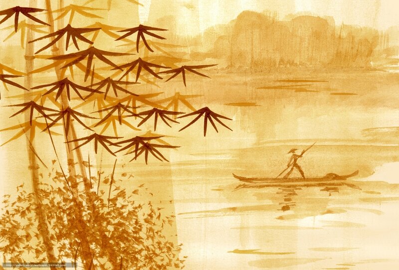 Bamboo and River Boat