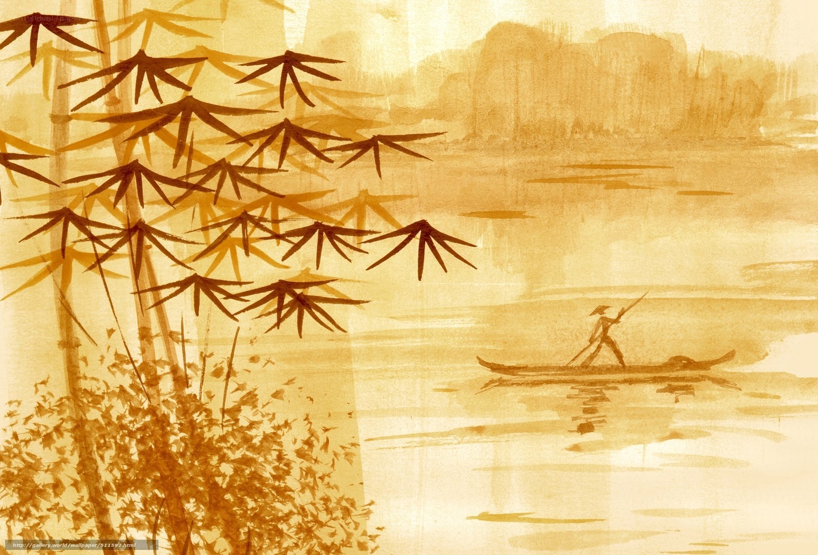 Bamboo and River Boat