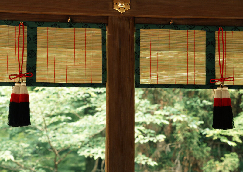 Bamboo blinds at a Japanese shrine