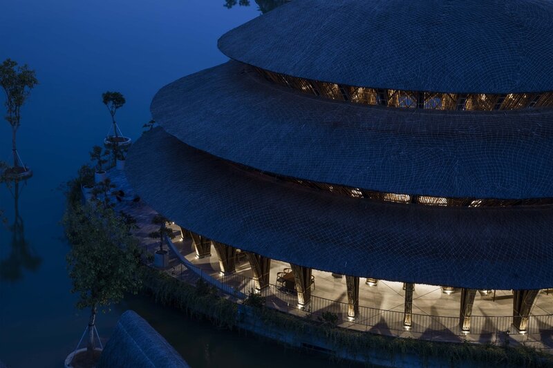 Bamboo Building at Night