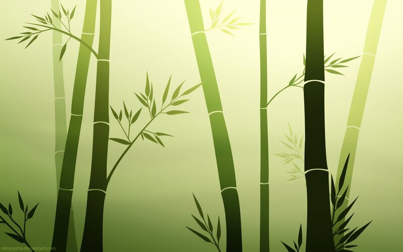 Bamboo Forest — Green, Serene, Morning, Digital Art