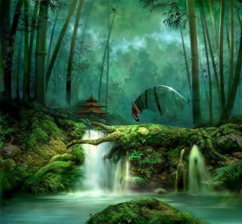Bamboo Forest Waterfall