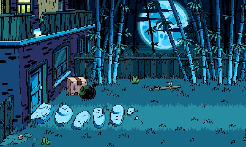 Bamboo Grove at Night — Blue