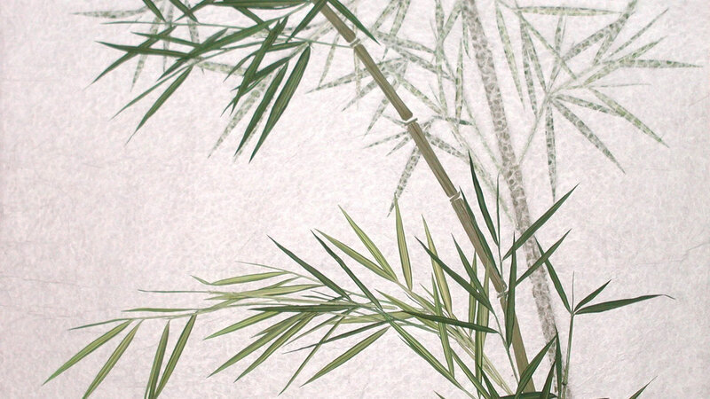 Bamboo painting on textured paper