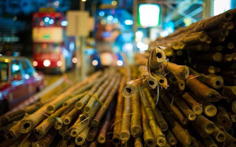 Bamboo Poles on Street