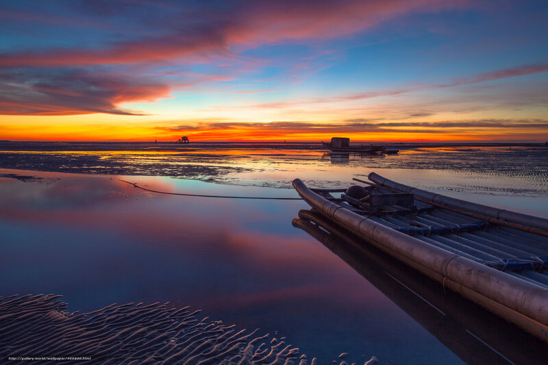 Bamboo Raft on Beach