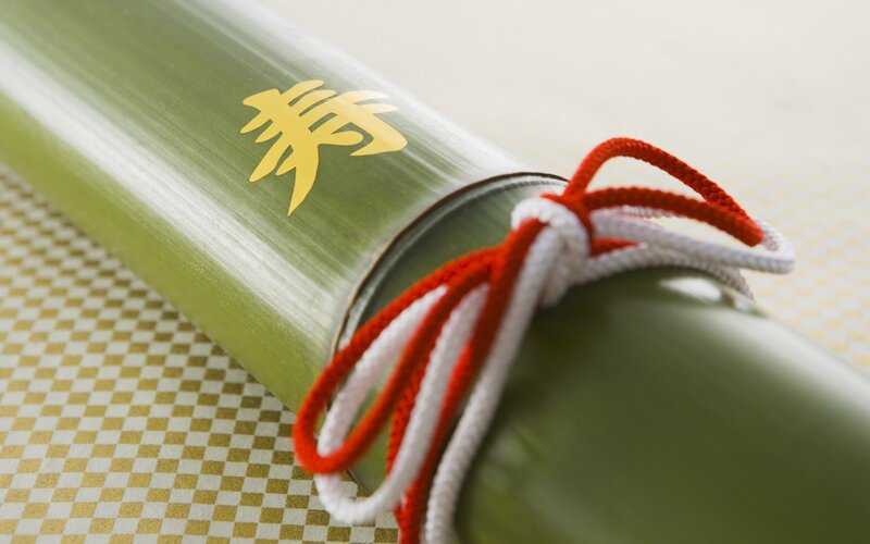 Bamboo scroll with Japanese character