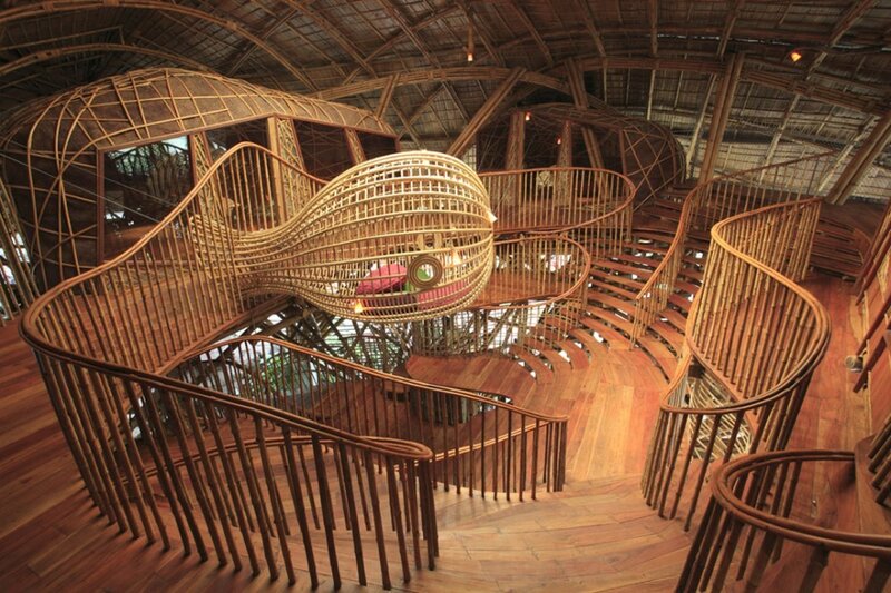 Bamboo spiral staircase interior