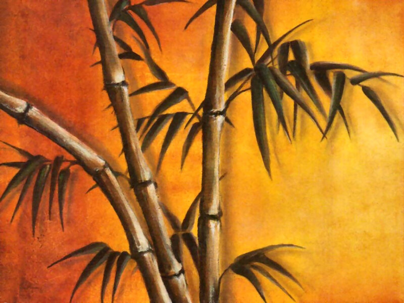 Bamboo Stalks and Leaves — Orange
