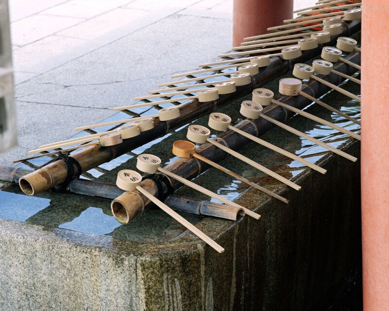 Bamboo water ladles at a shrine