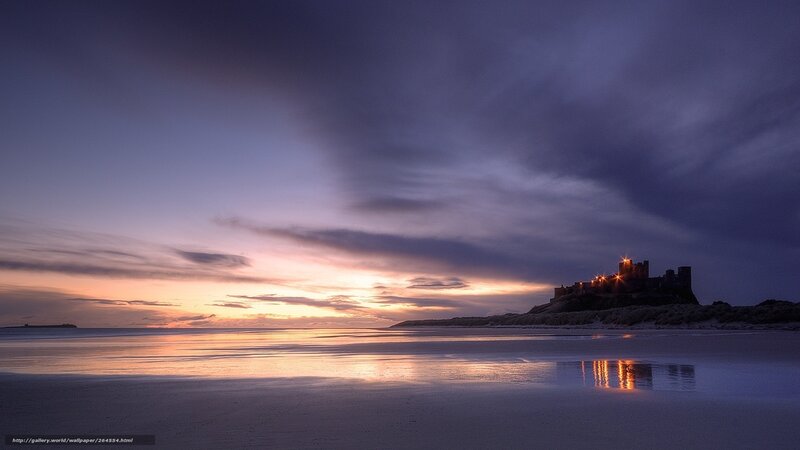 Bamburgh Castle at dusk