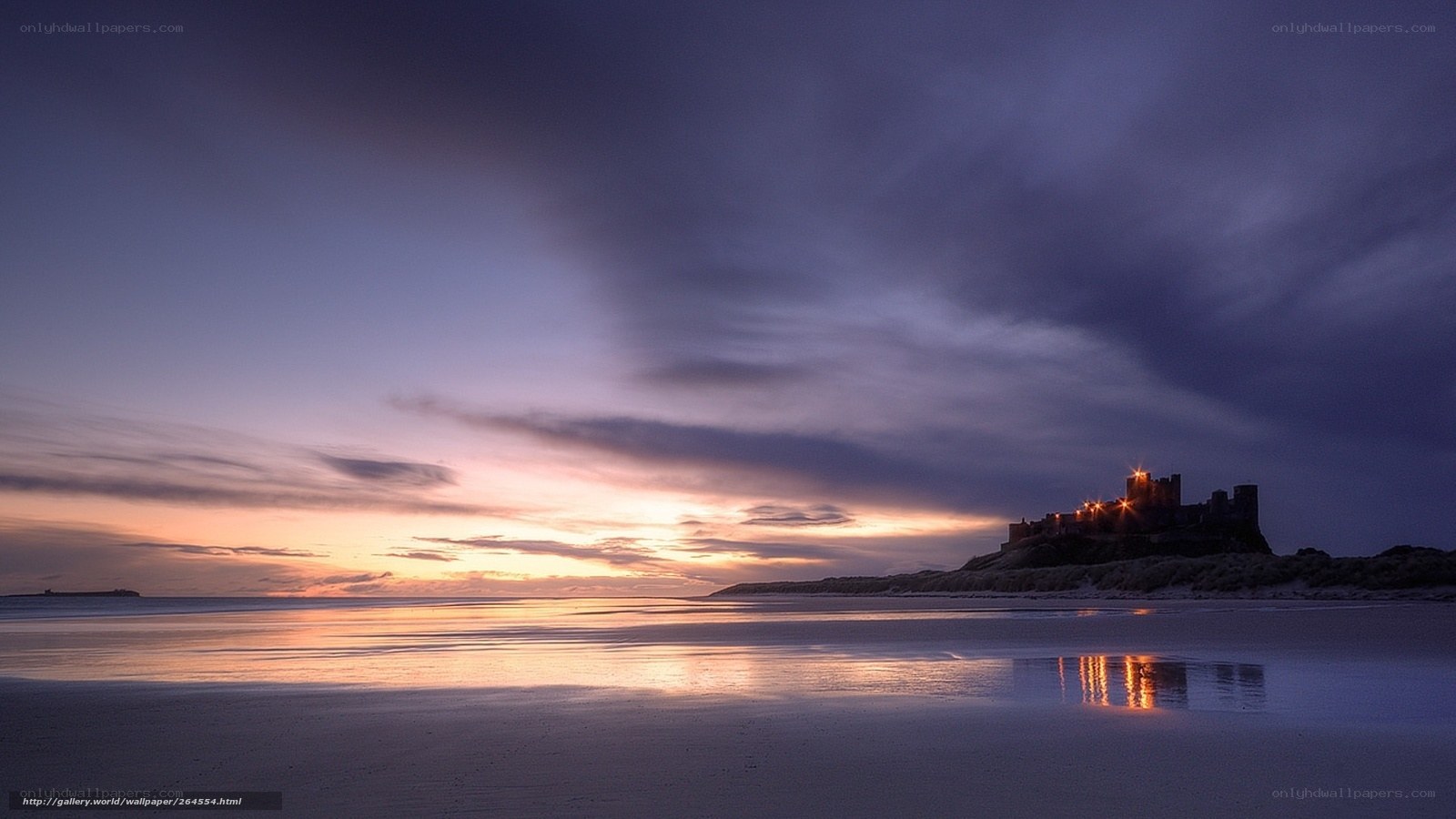 Bamburgh Castle at dusk