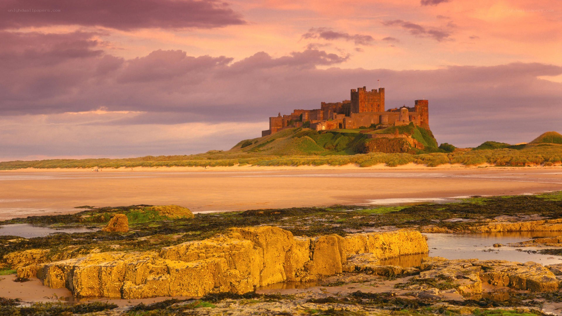 Bamburgh Castle at sunset