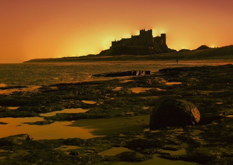Bamburgh Castle at sunset