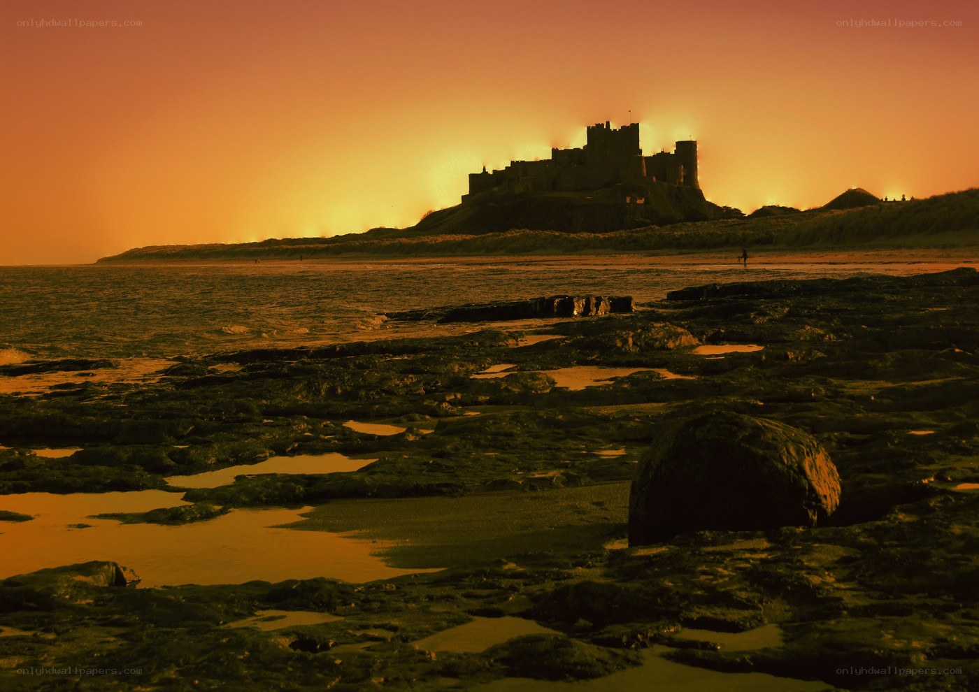 Bamburgh Castle at sunset