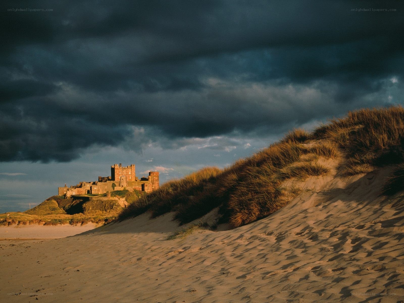 Bamburgh Castle at sunset