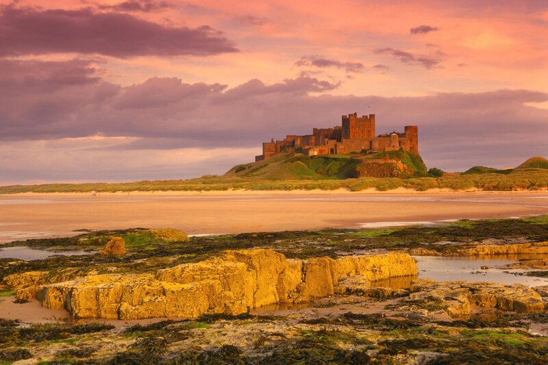Bamburgh Castle at sunset