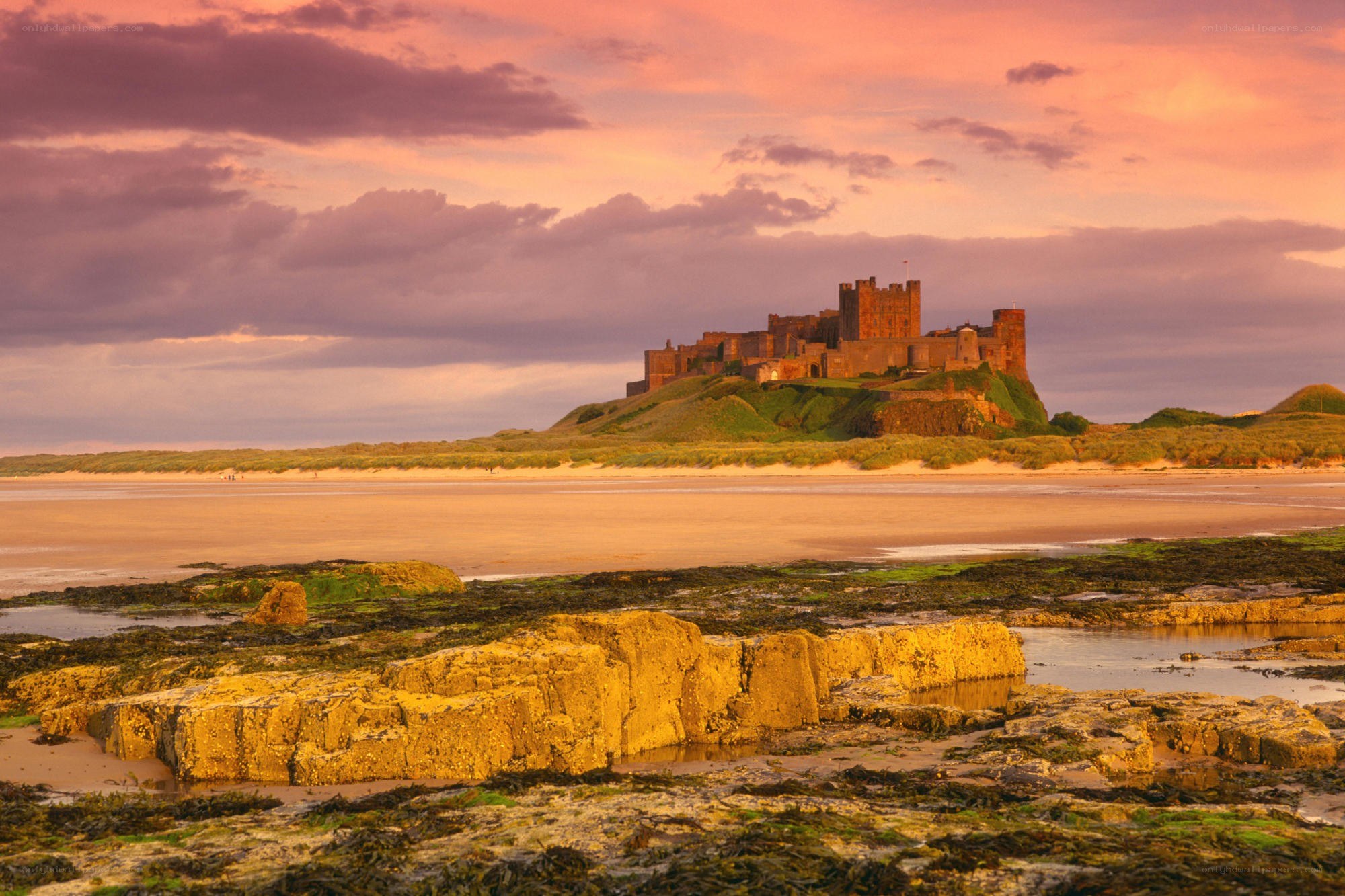Bamburgh Castle at sunset
