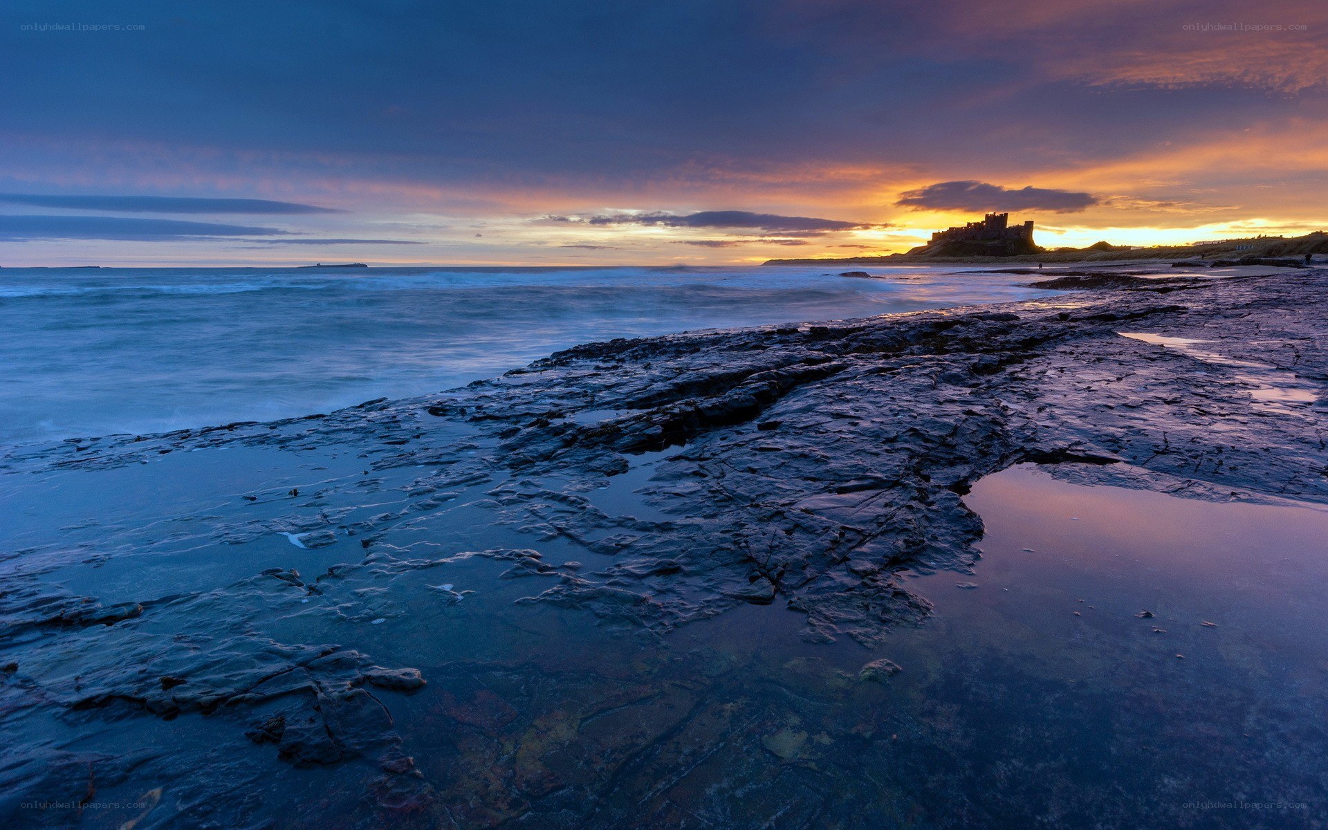 Bamburgh Castle at sunset
