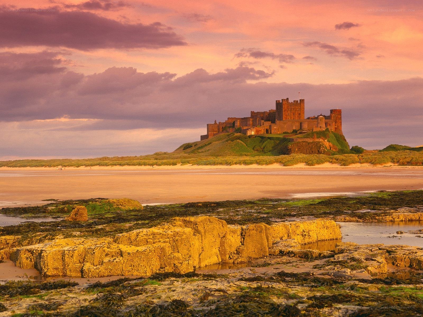 Bamburgh Castle at sunset