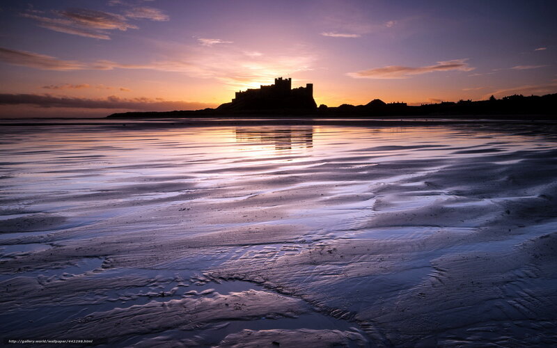 Bamburgh Castle at Sunset — Purple, Serene