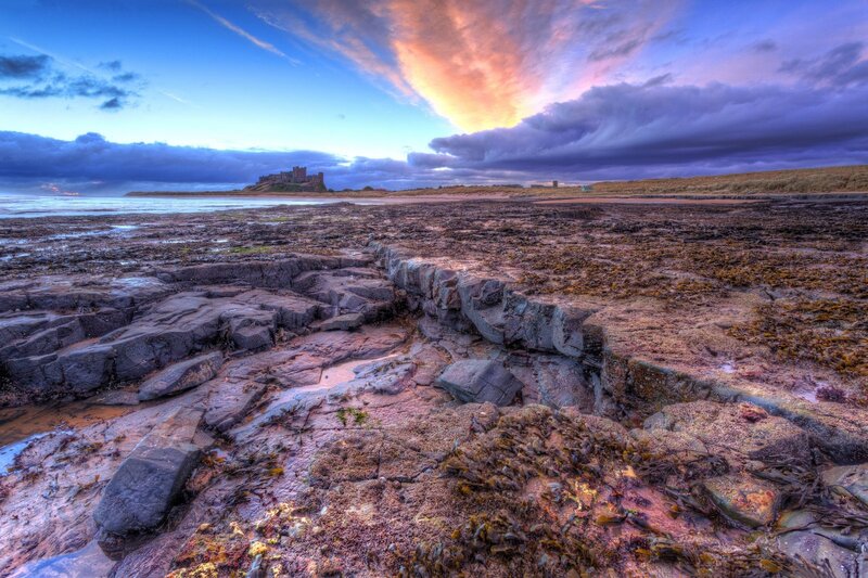 Bamburgh Castle at sunset