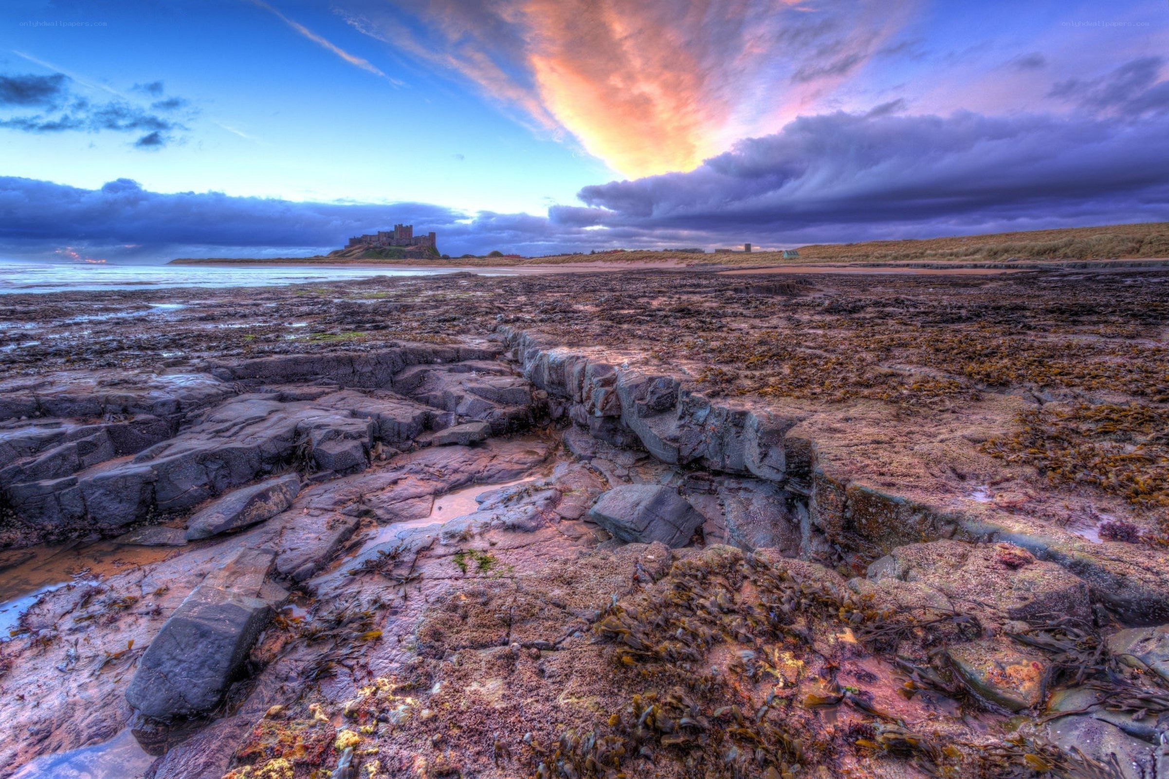 Bamburgh Castle at sunset