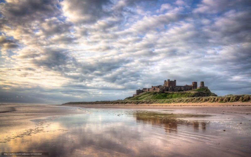 Bamburgh Castle — Blue, Dramatic, Sunset, Photograph, Beach, Dunes