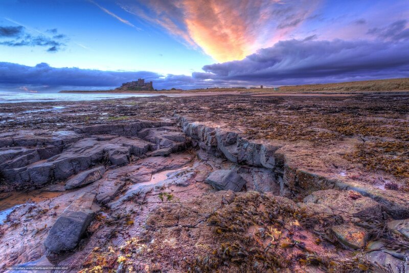 Bamburgh Castle — Blue, Dramatic, Sunset, Photograph, Coastline, Sky