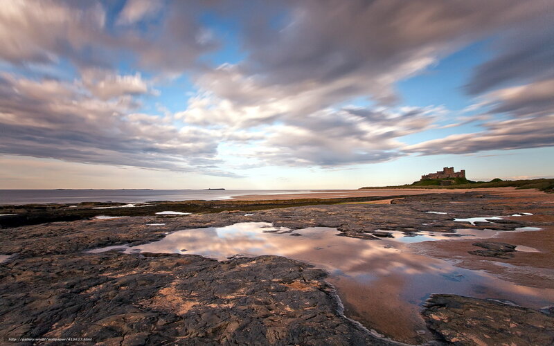 Bamburgh Castle — Blue, Dramatic, Sunset, Photograph, Coastline