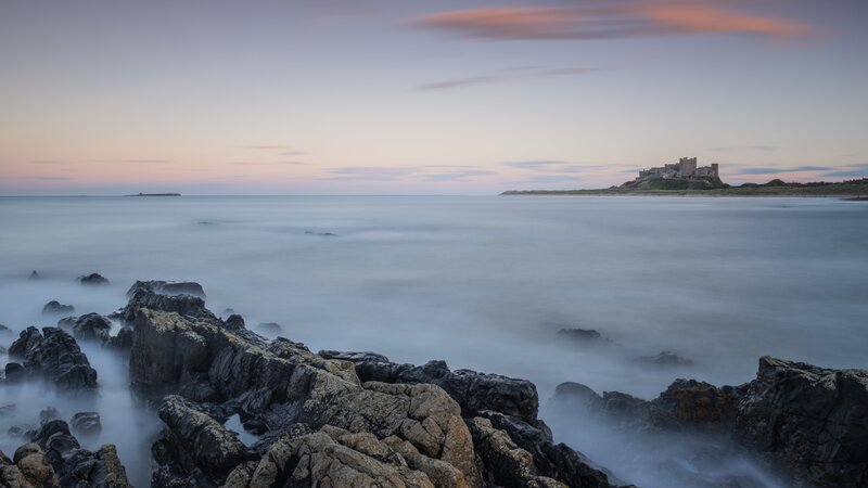 Bamburgh Castle — Blue, Serene, Sunset
