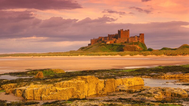 Bamburgh Castle — Pink, Dramatic