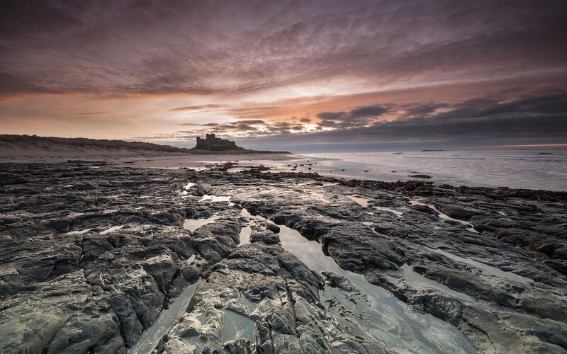 Bamburgh Castle — Purple, Dramatic
