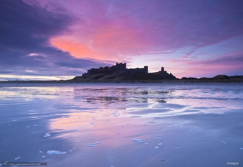 Bamburgh Castle — Purple, Serene, Sunset