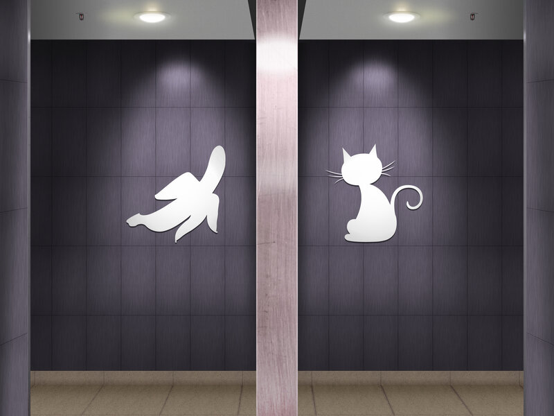 Banana and Cat Silhouettes