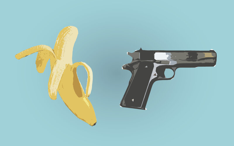 banana and gun illustration