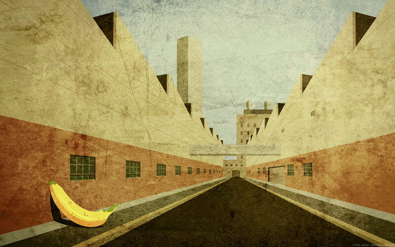 Banana in a surreal alley