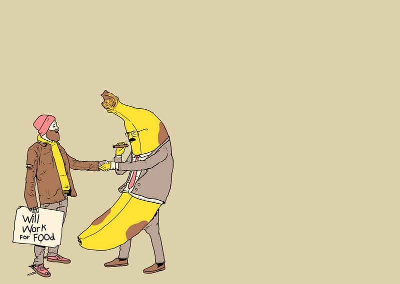 Banana man and homeless person
