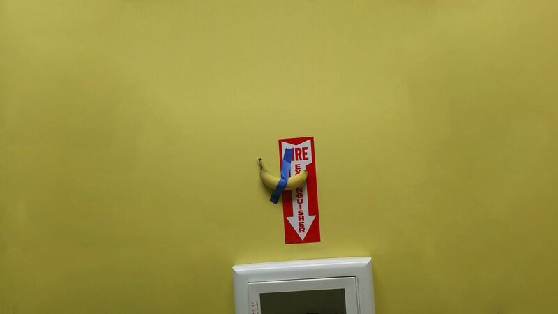 Banana on Fire Extinguisher Sign