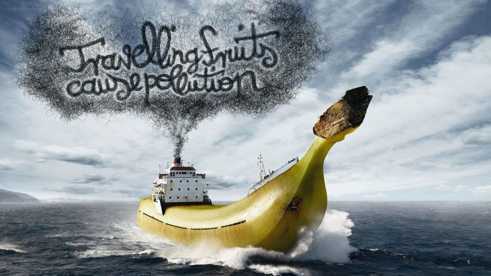 Banana ship polluting ocean