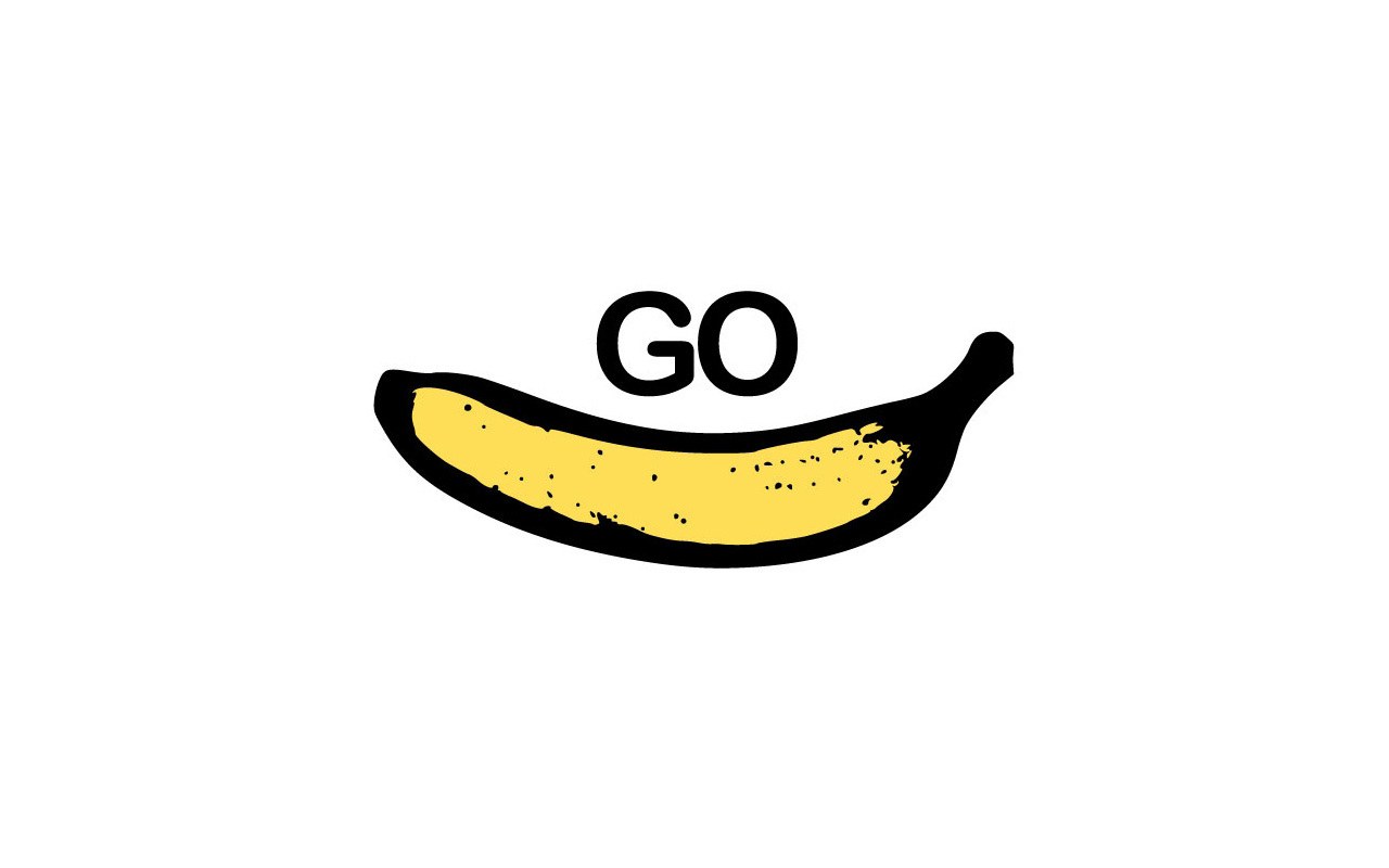 banana smile with go text