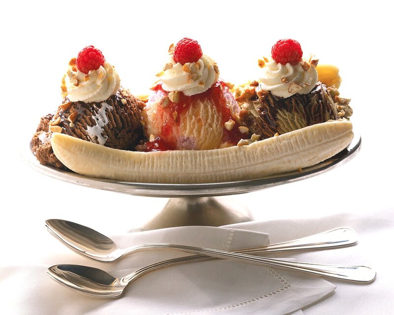 Banana Split Dessert — White, Appetizing