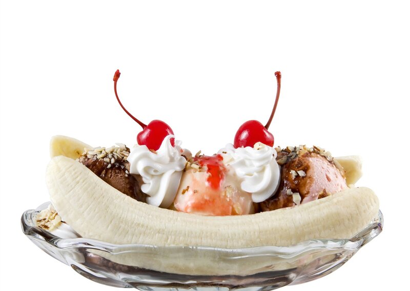 Banana Split Dessert — Yellow, Appetizing