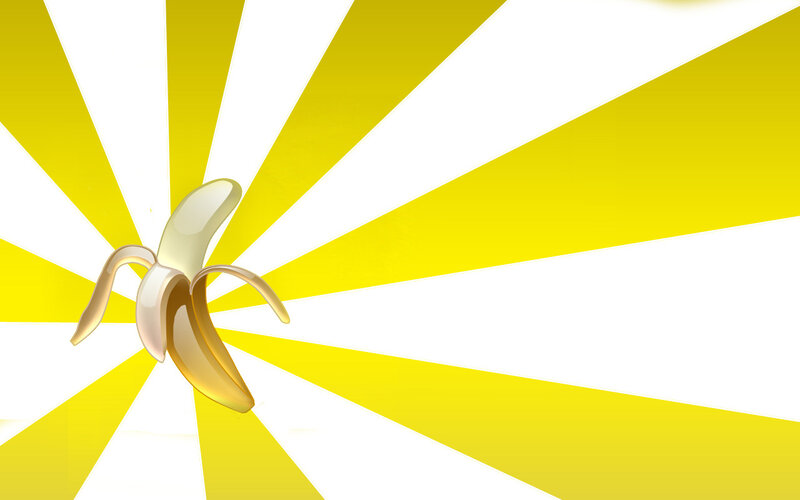 Banana with sunburst background