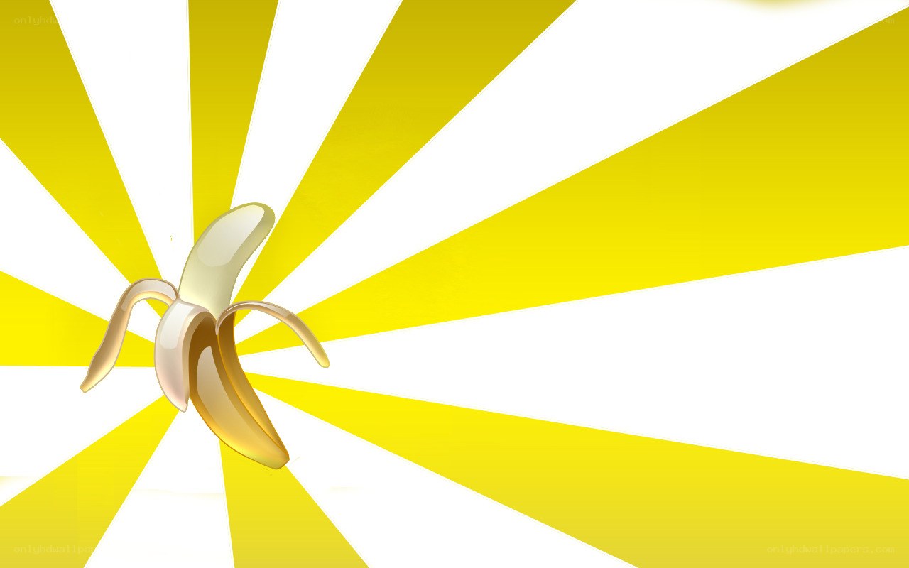 Banana with sunburst background