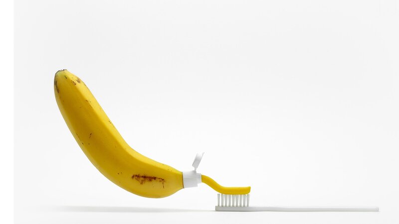 Banana with Toothbrush — Yellow