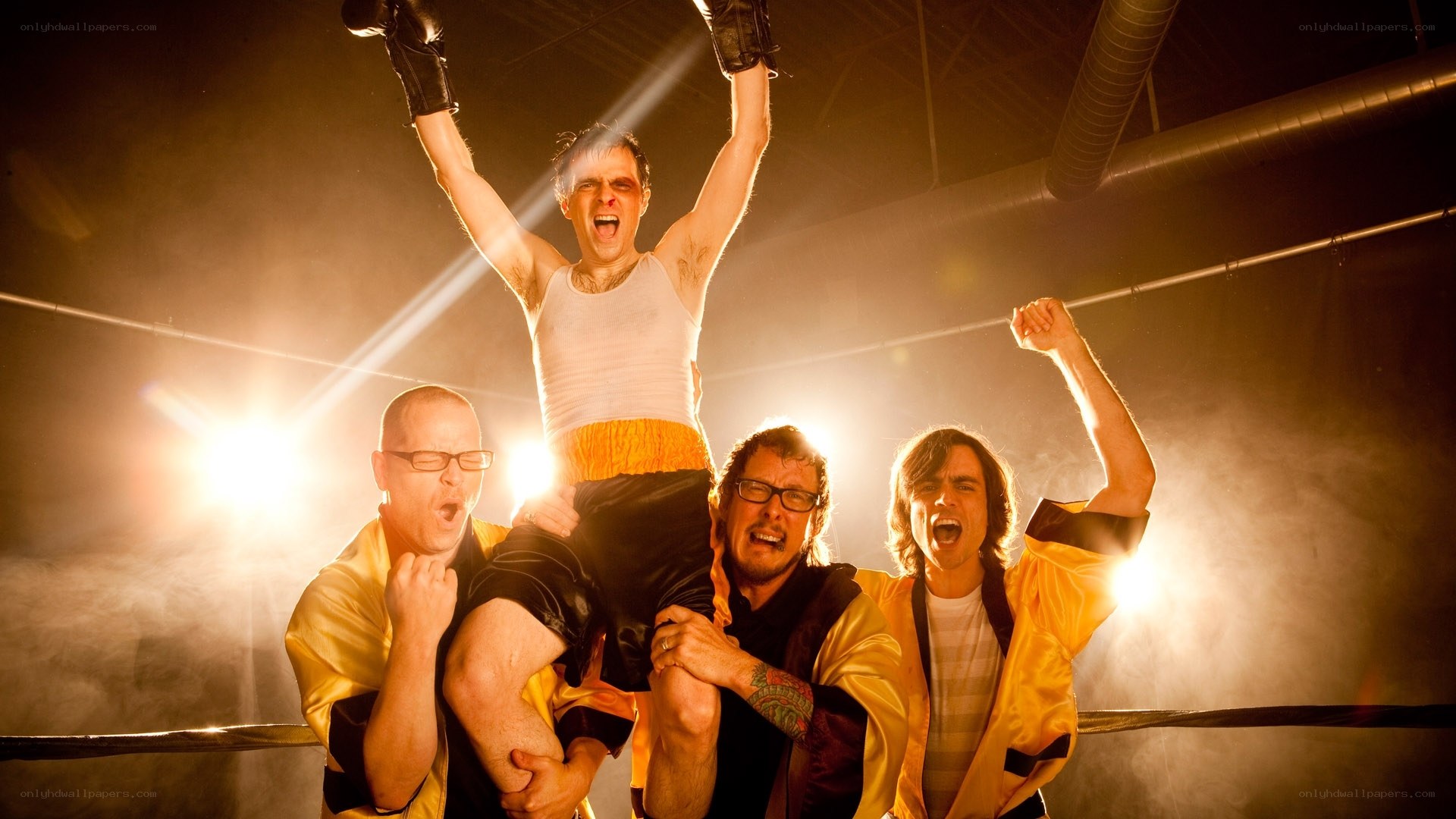 band celebrates in boxing ring