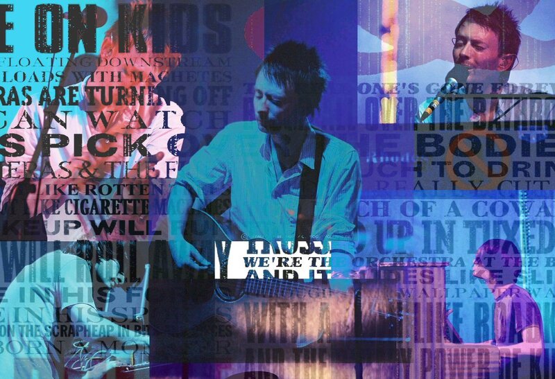band collage with text overlay